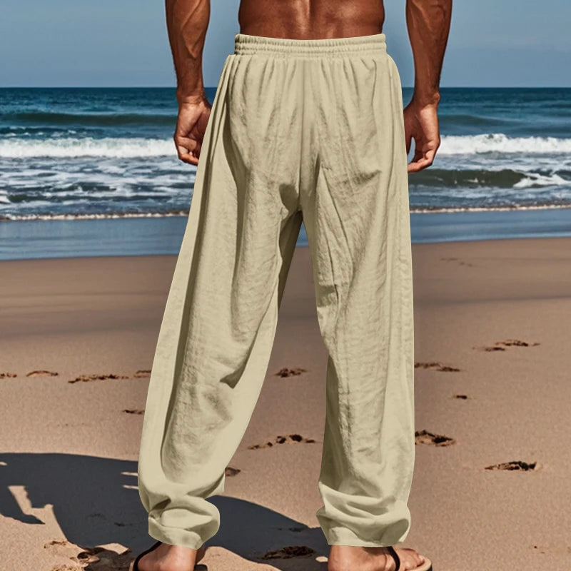 Pantalon homme automne coton lin – ample, respirant, casual