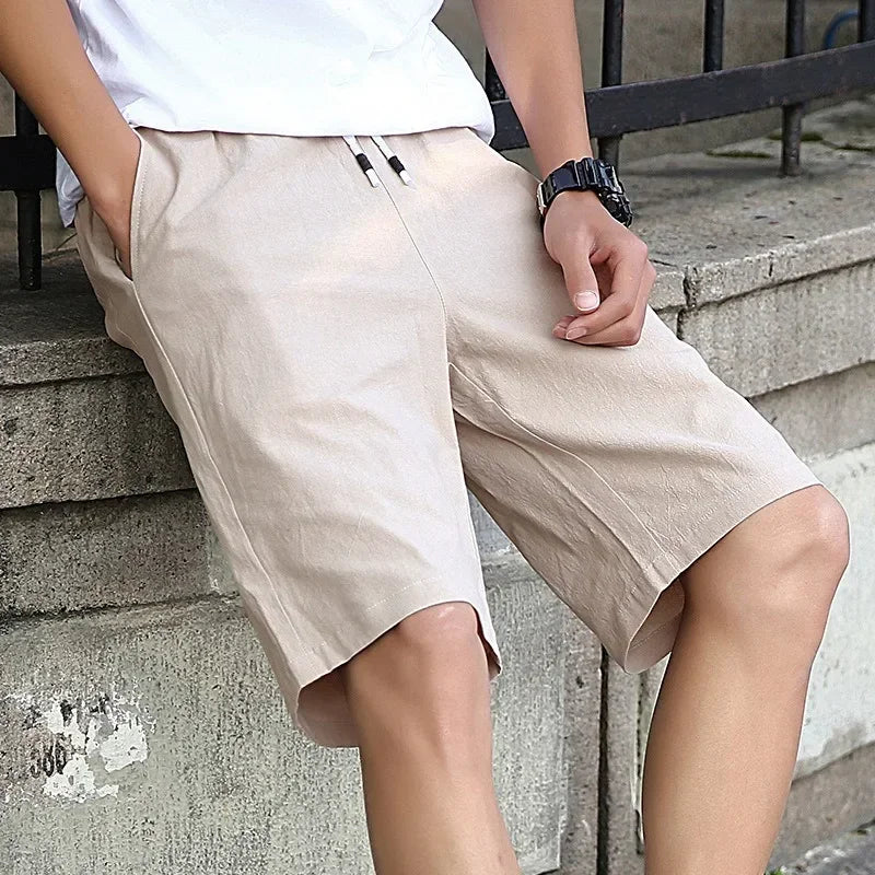 Short homme été 2025 – Lin coton, taille élastique