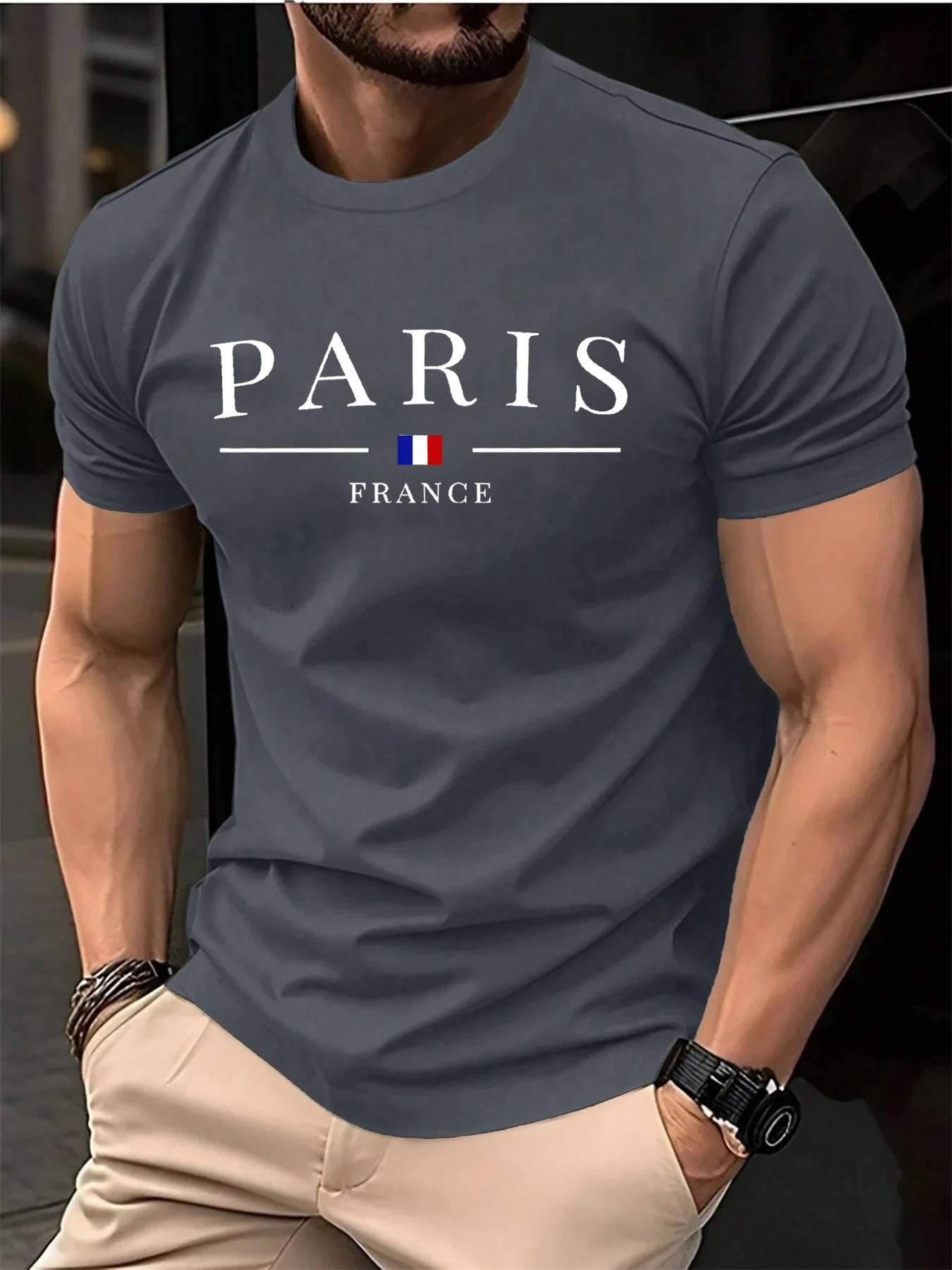 T-shirt homme été France Paris col rond manches courtes