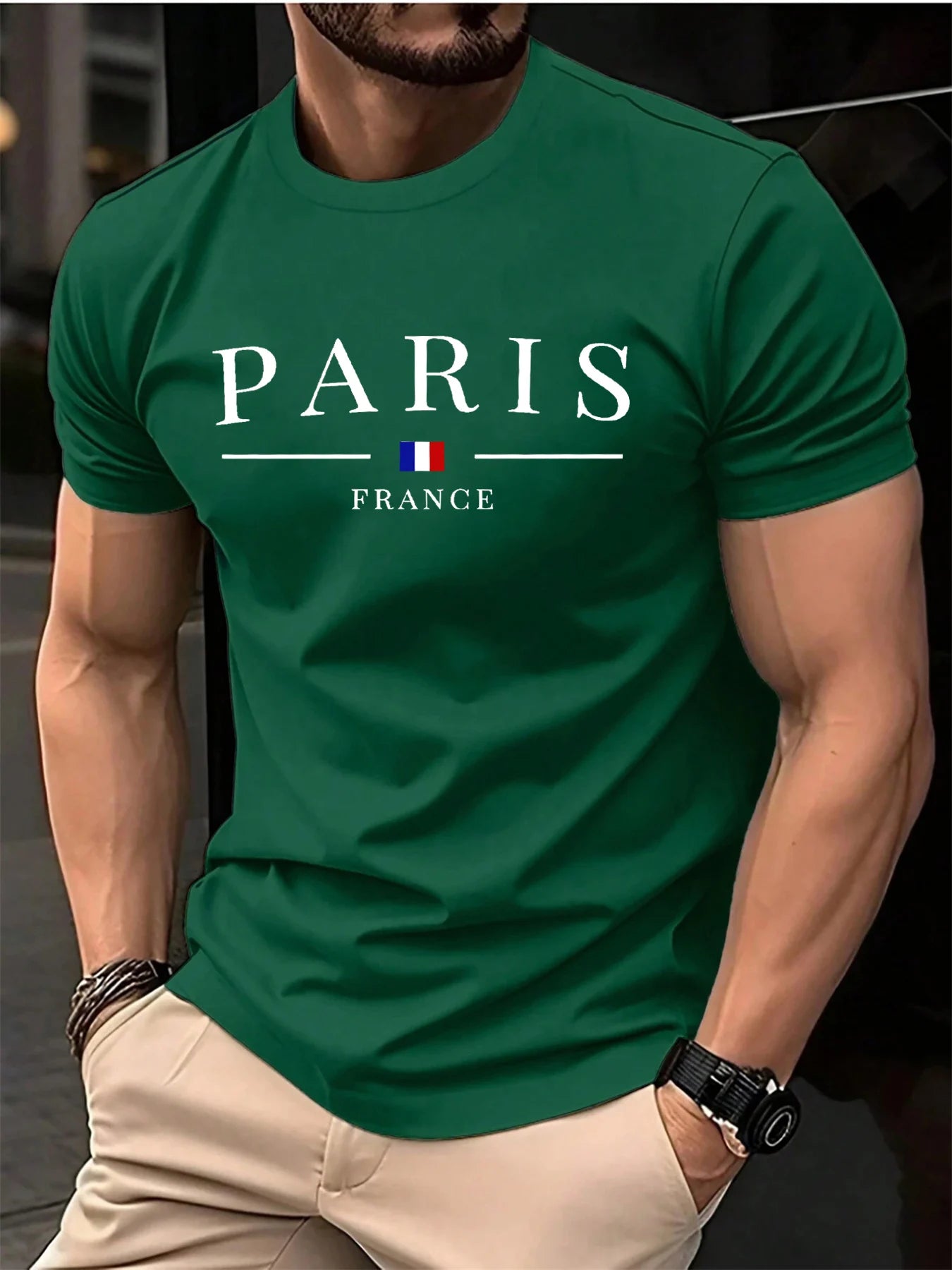 T-shirt homme été France Paris col rond manches courtes